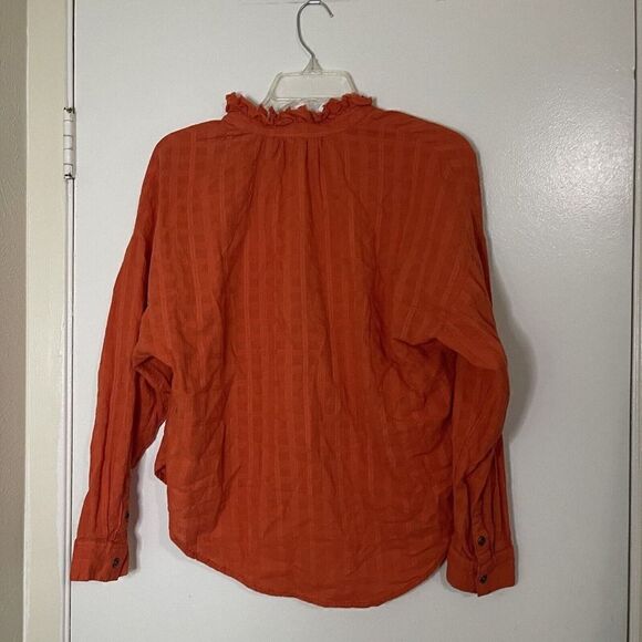 Anthropologie Pilcro and the letterpress orange gauze button front knit top XS - Picture 4 of 4